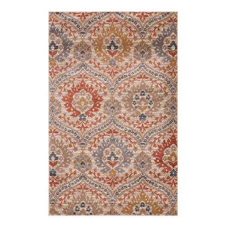 Palacedesigns 8 x 10 ft. Floral Stain Resistant Rectangle Area Rug - Ivory - Orange & Gray PA3669059